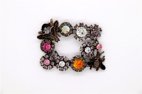 Antique Bronze Rhinestone Shoe Clips Zinc Alloy / Iron / Copper Material supplier