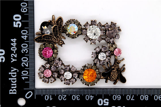 Antique Bronze Rhinestone Shoe Clips Zinc Alloy / Iron / Copper Material supplier