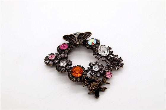 Antique Bronze Rhinestone Shoe Clips Zinc Alloy / Iron / Copper Material supplier