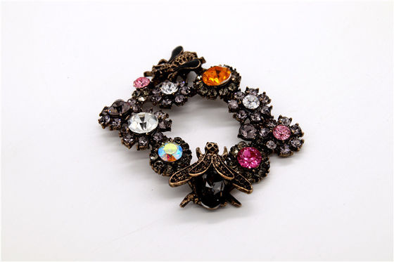 Antique Bronze Rhinestone Shoe Clips Zinc Alloy / Iron / Copper Material supplier