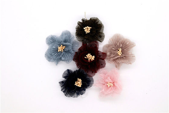 OEM Service Shoe Lace Flowers Mesh Black / White / Red / Blue For Women supplier