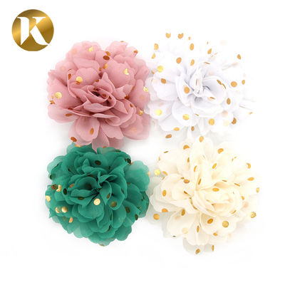 Customized Popular Style Shoe Lace Flowers 85*85mm Cotton / Polyester / Chiffon Material supplier