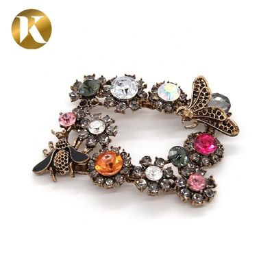 Bee Shape Popular Crystal Shoe Buckles 65mm*50mm Size Fashion Style supplier