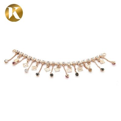 Wenzhou Kml Wholesale custom popular gold diamond shoe accessories buckle chain supplier