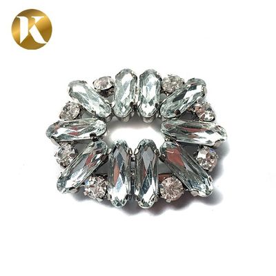 4.1cm*3.5cm Crystal Shoe Buckles Iron / Copper Material With Protection Plating supplier