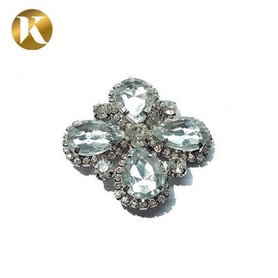 Four Leaf Flower Decorative Shoe Clips With Pretty Glittering Cryst supplier