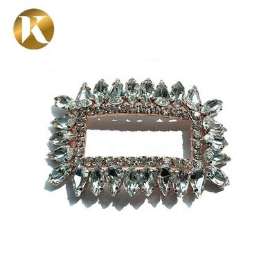 Custom Rectangle Type Crystal Shoe Buckles Iron Or Copper Material supplier