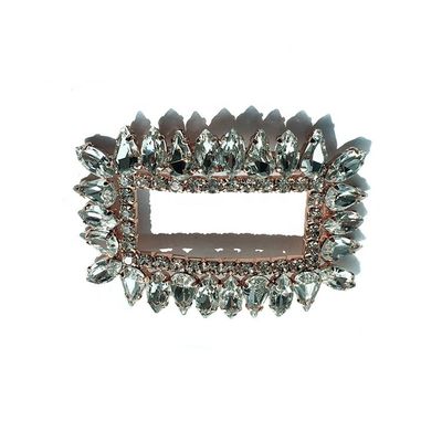 Custom Rectangle Type Crystal Shoe Buckles Iron Or Copper Material supplier