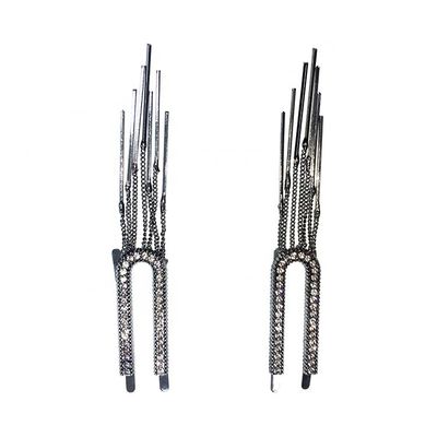 Ladies Metal Shoe Rhinestone Accessories 1.6cm*4.2cm 6.2cm With Tassel supplier