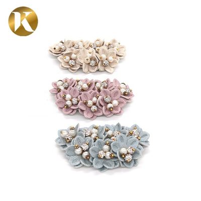 Handmade Ladies Crystal Shoe Buckles Customized Color Special Cloth Material supplier
