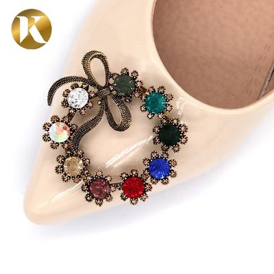 Ancient Bronze Vintage Shoe Buckle Replacement Circular Crystal Buckle supplier