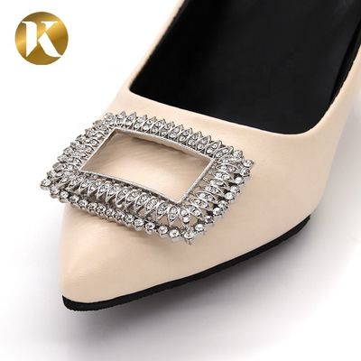 Customized Charming Crystal Decorative Shoe Clips And Charms 60*45mm supplier