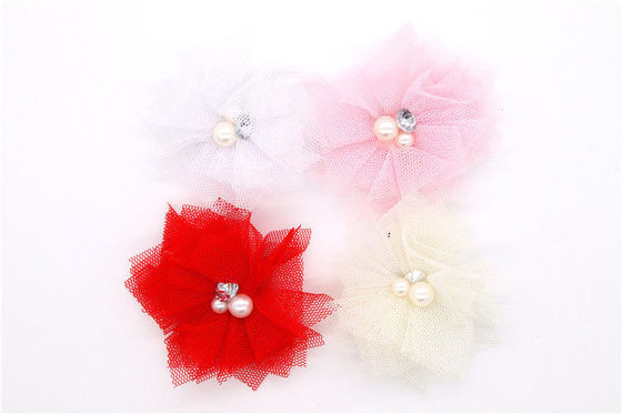 85*85mm Chiffon Flower Shoe Clips Cotton / Polyester / Chiffon Material supplier