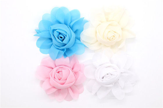 Popular Style Chiffon Flower Shoe Clips With Handwork + Machinery Technics supplier