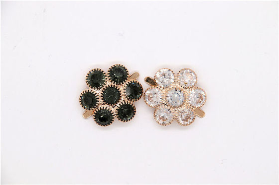 Decoration Rhinestone Shoe Clips Elegant Style Nickle / Black / Gold Color supplier